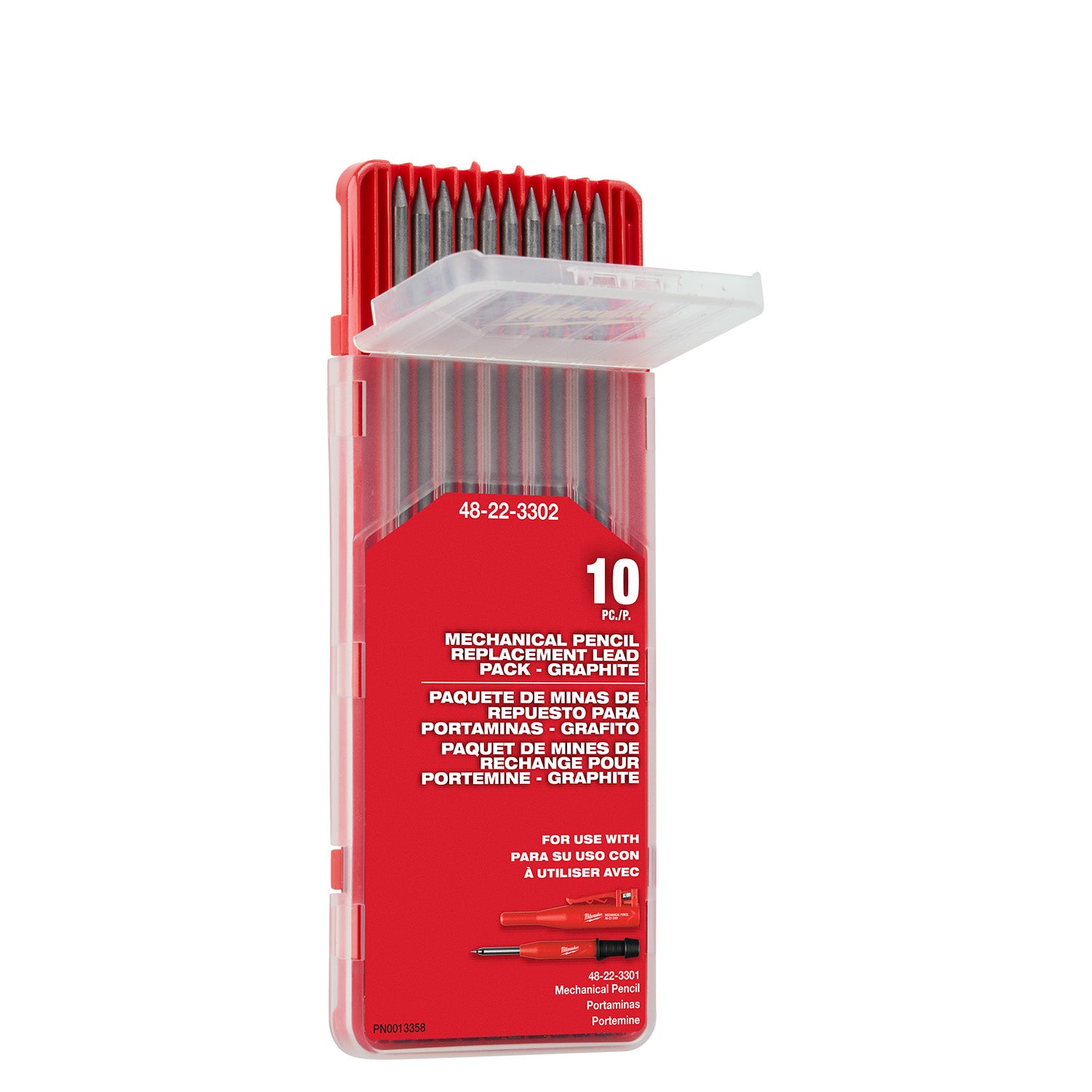 Milwaukee 48-22-3302 Replacement Mechanical Pencil Black Graphite Lead, 10-Piece