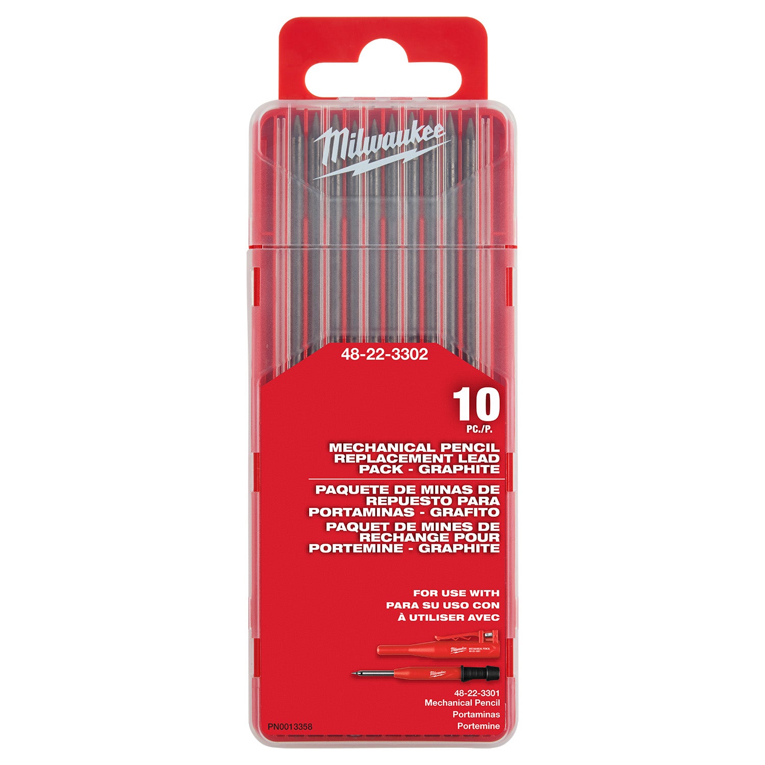 Milwaukee 48-22-3302 Replacement Mechanical Pencil Black Graphite Lead, 10-Piece
