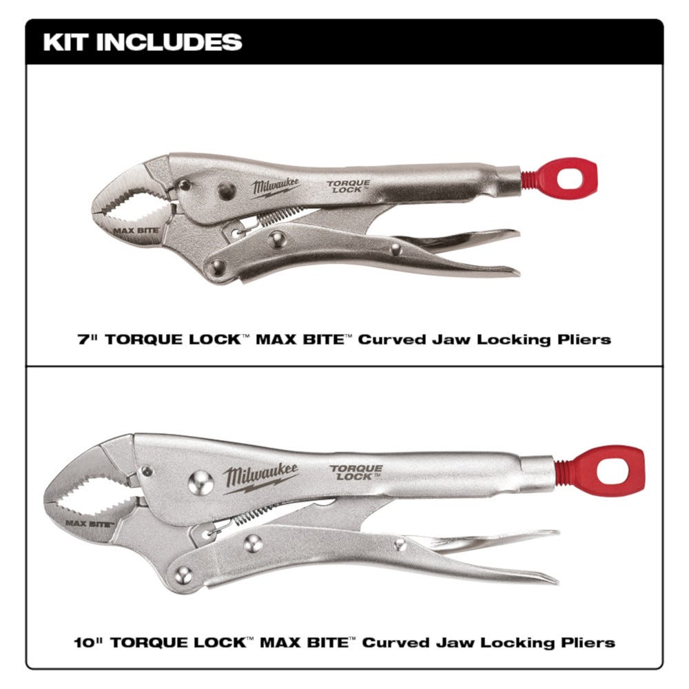 Milwaukee 2 Piece 7" & 10" TORQUE LOCK™ MAXBITE™ Locking Pliers Set