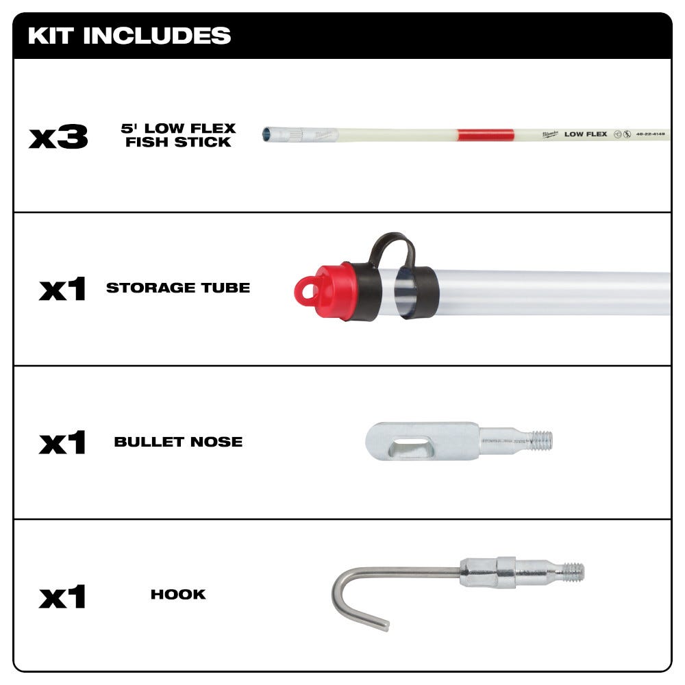 Milwaukee 48-22-4150 15-foot Low Flex Fish Stick Kit