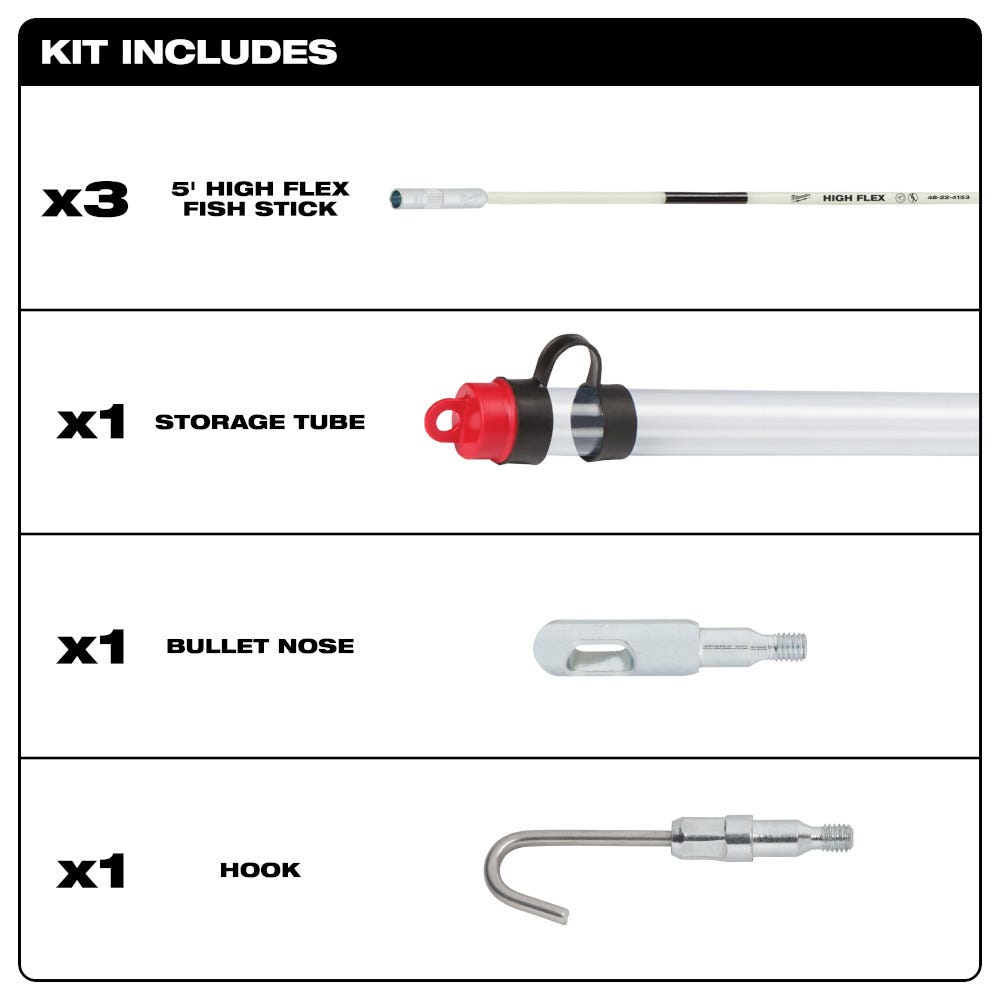Milwaukee 48-22-4154 15-foot High Flex Fish Stick Kit