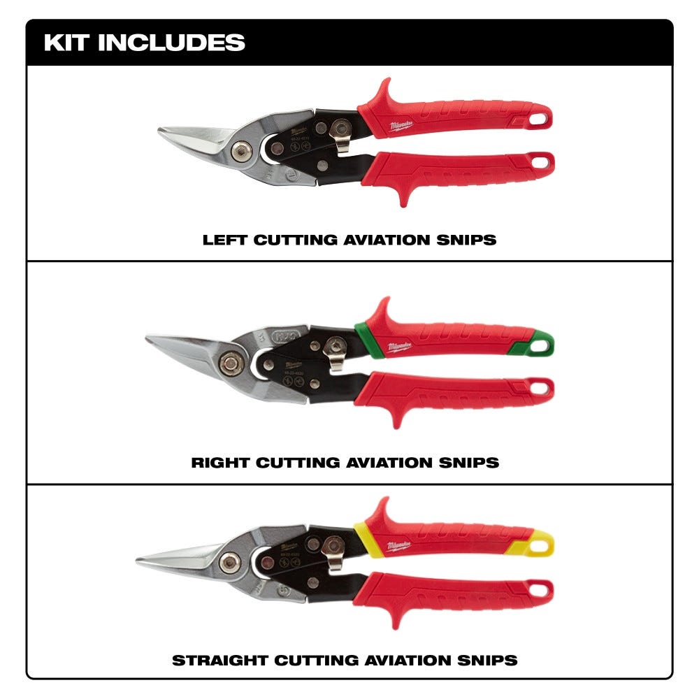 Milwaukee 3 Piece Aviation Snip Set