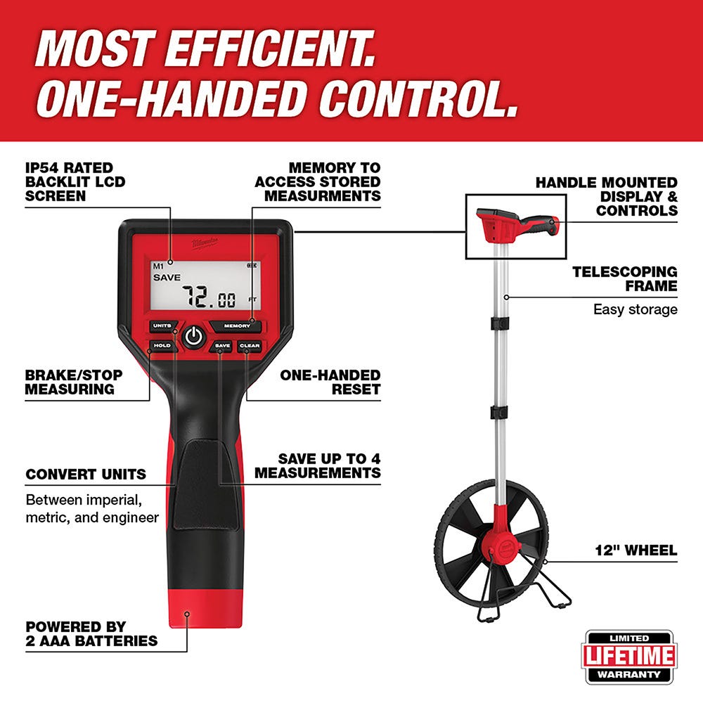 Milwaukee 48-22-5112 12-Inch Digital Measuring Wheel