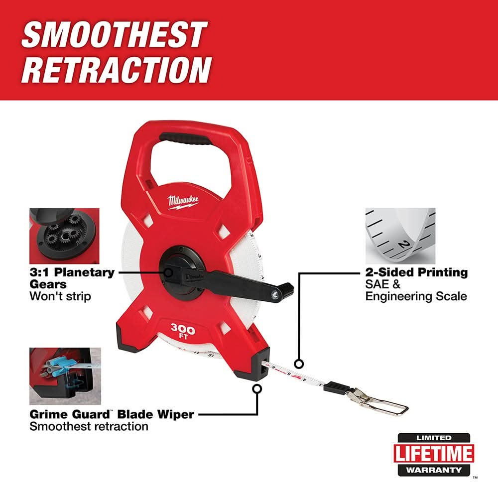 Milwaukee 48-22-5303 300Ft Fiberglass Open Reel Long Tape