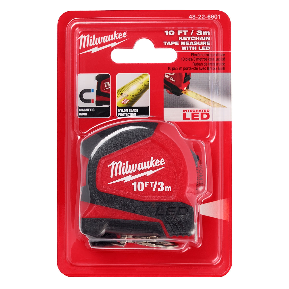 Milwaukee 48-22-6601 Milwaukee 10ft / 3m Keychain Tape Measure with LED