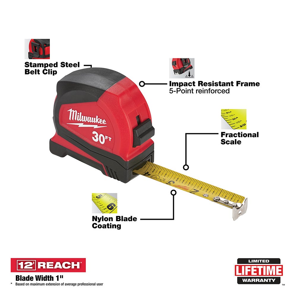 Milwaukee 48-22-6630 30' Compact Tape Measure