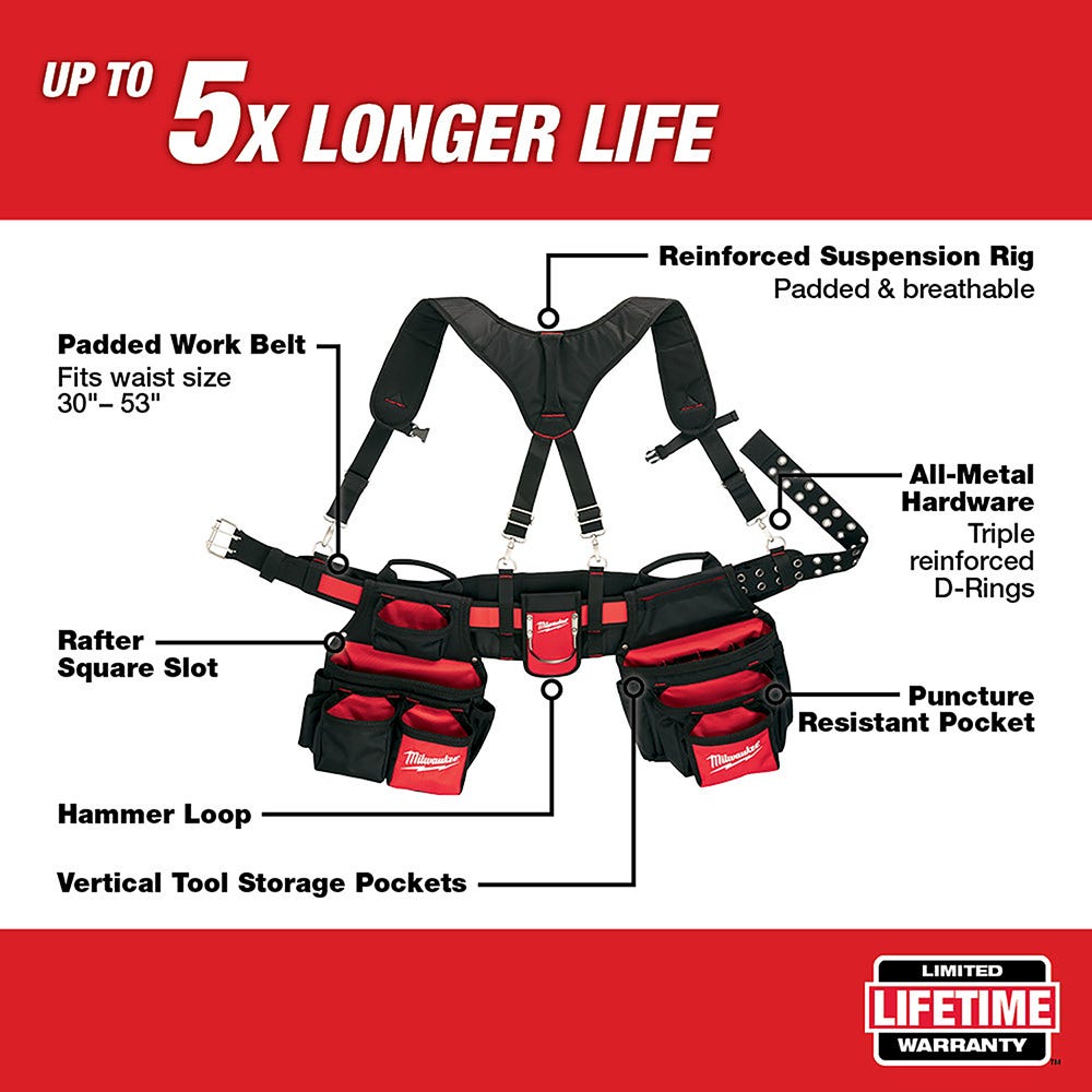 Milwaukee 48-22-8120 Contractor's Work Belt with Suspension Rig