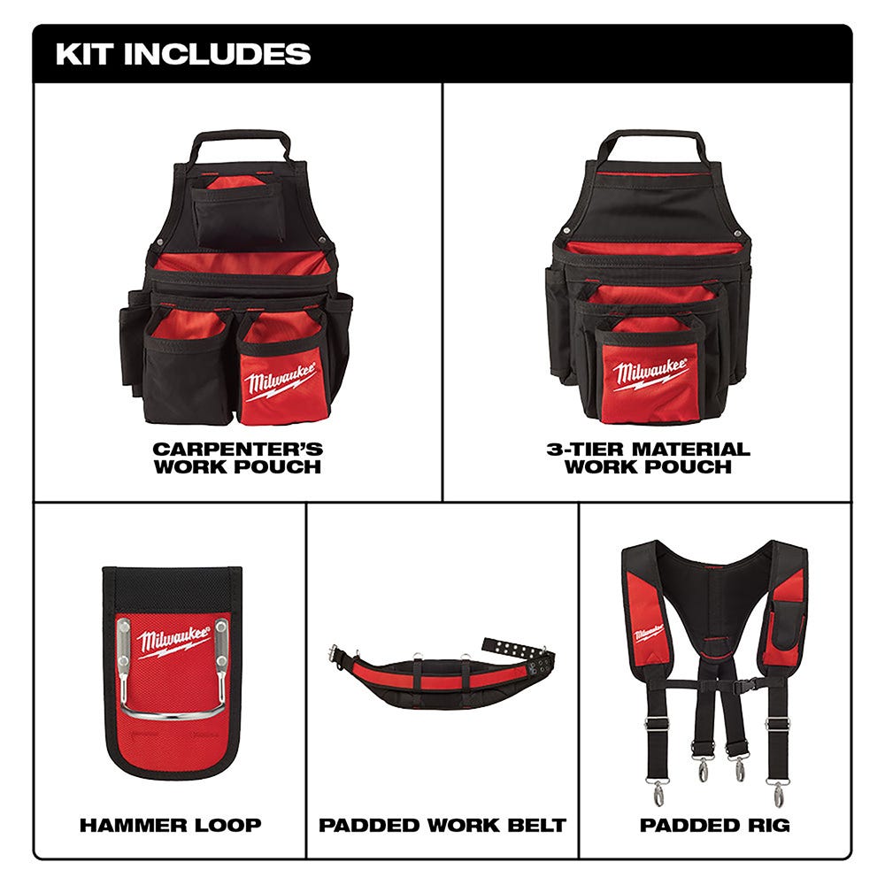 Milwaukee 48-22-8120 Contractor's Work Belt with Suspension Rig