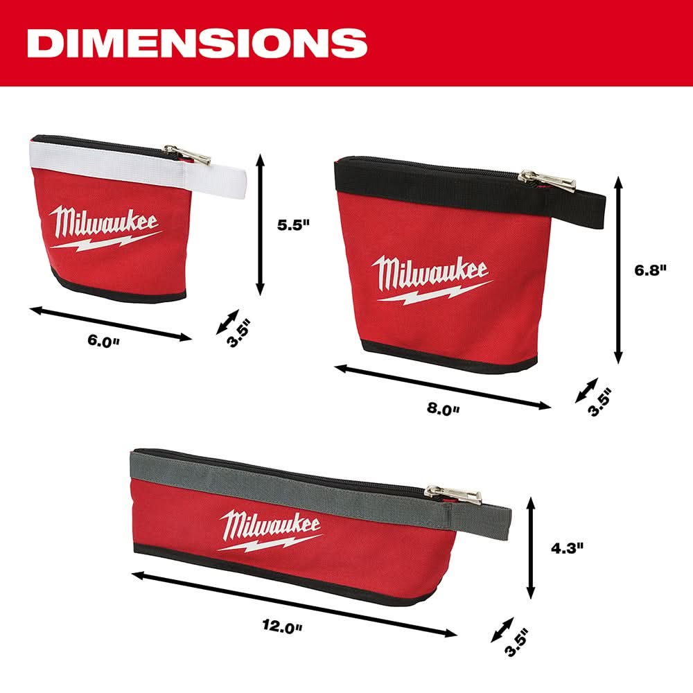 Milwaukee 48-22-8183 3-Piece Multi-Size Zipper Pouches – Tool Nut