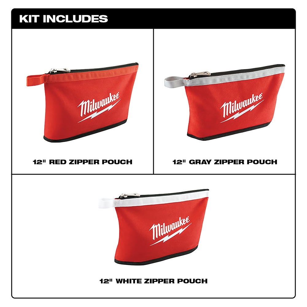 Milwaukee 48-22-8193 3 Pk Zipper Pouches