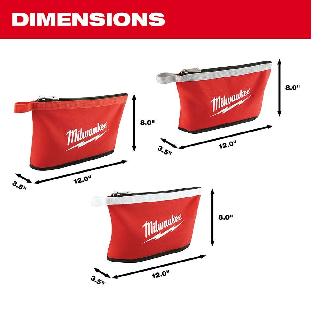 Milwaukee 48-22-8193 3 Pk Zipper Pouches – Tool Nut