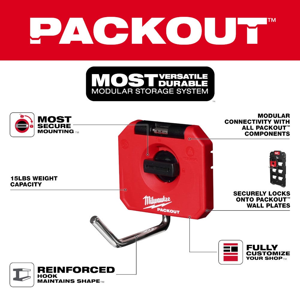 Milwaukee 48-22-8328 PACKOUT 4" Single Straight Hook