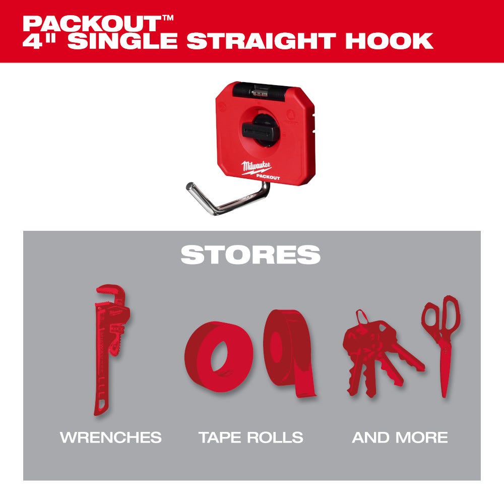 Milwaukee 48-22-8328 PACKOUT 4" Single Straight Hook
