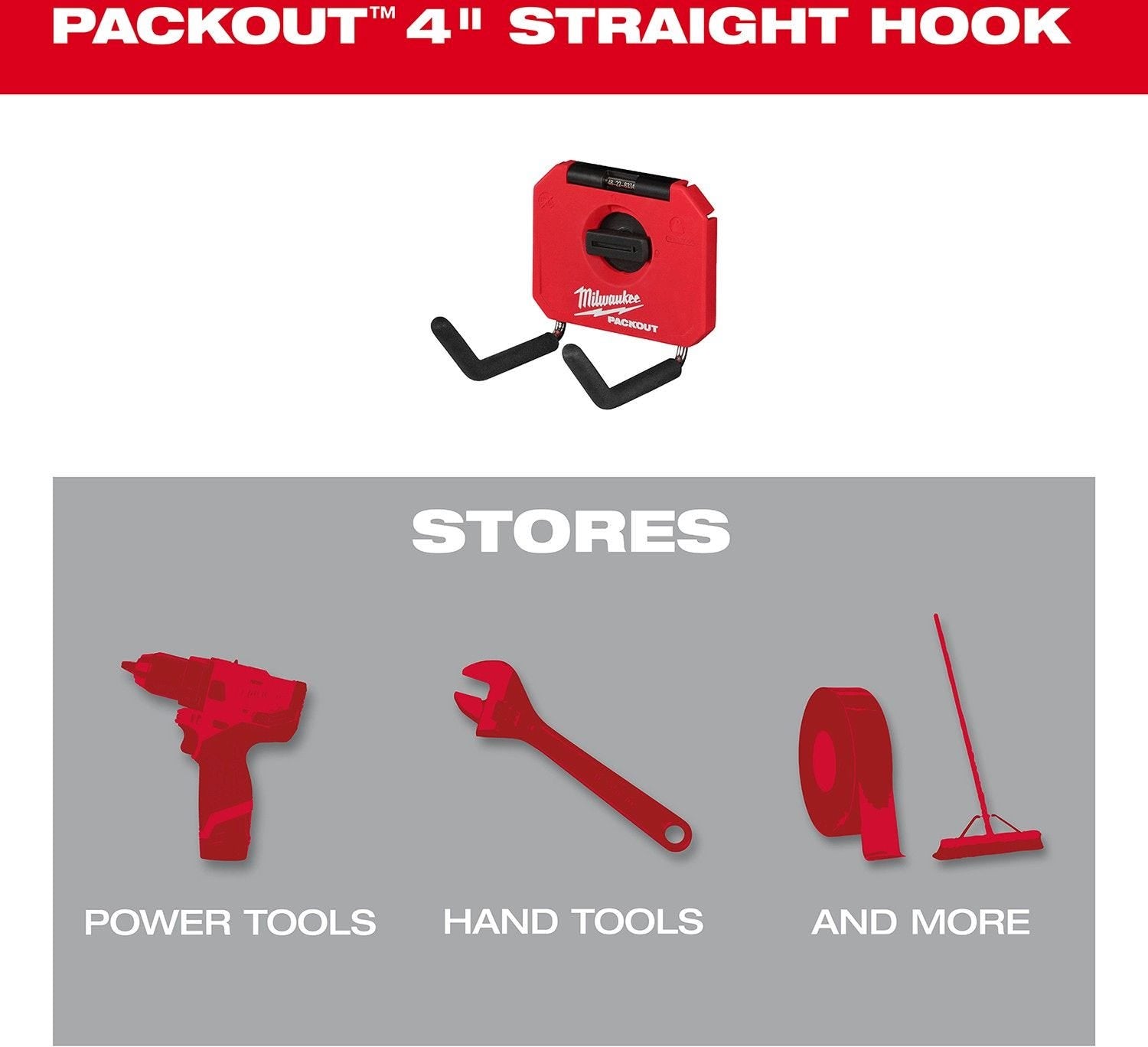 Milwaukee 48-22-8334 PACKOUT 4-in Straight Hook