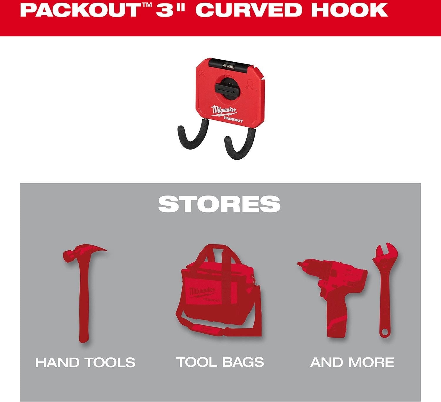 Milwaukee 48-22-8335 PACKOUT 3-in Curved Hook