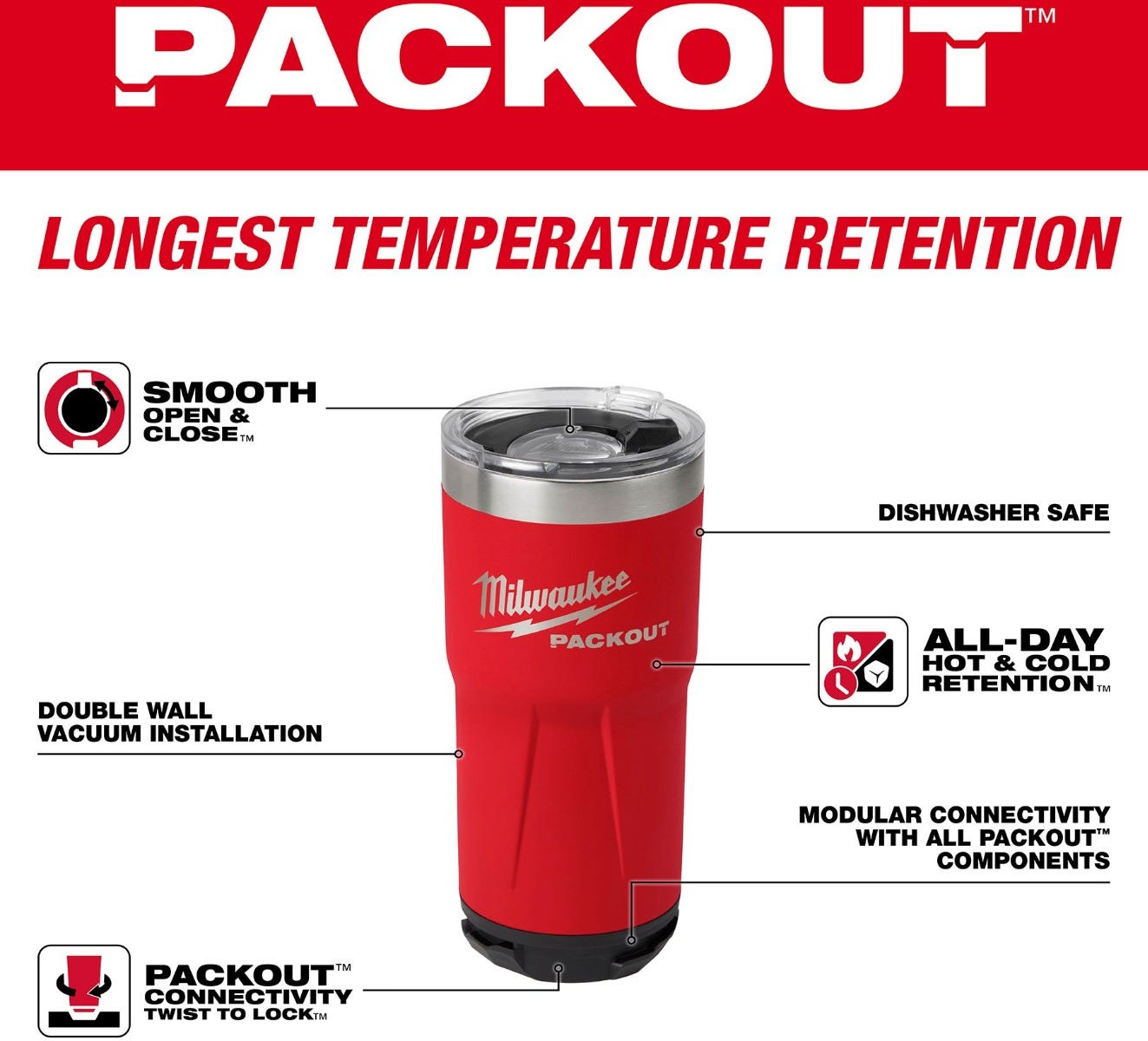 Milwaukee 48-22-8392R PACKOUT 20oz Tumbler