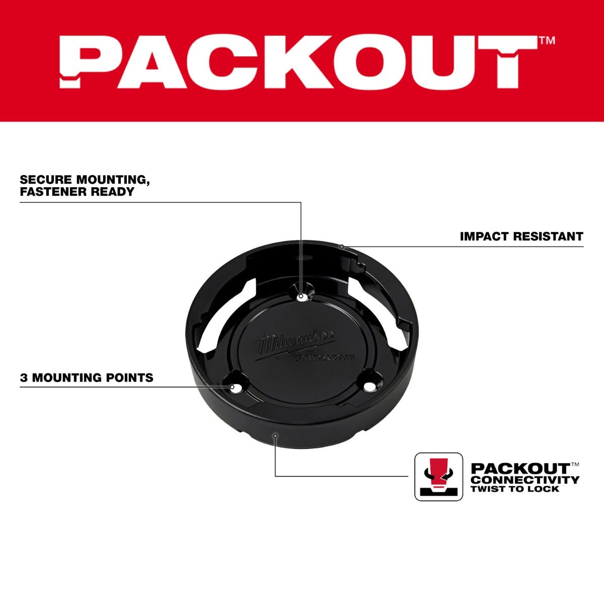 Milwaukee 48-22-8399 PACKOUT Twist to Lock Mount, 3-Pack