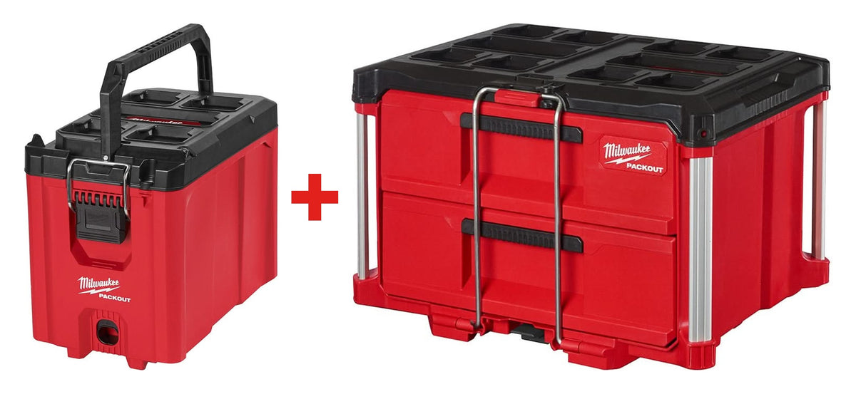 Milwaukee 48-22-8422 PACKOUT Compact Tool Box + 48-22-8442 PACKOUT 2-Drawer Tool Box