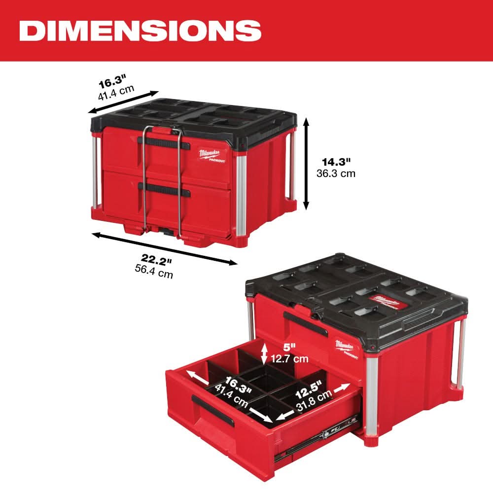 Milwaukee 48-22-8442 PACKOUT 2-Drawer Tool Box – Tool Nut