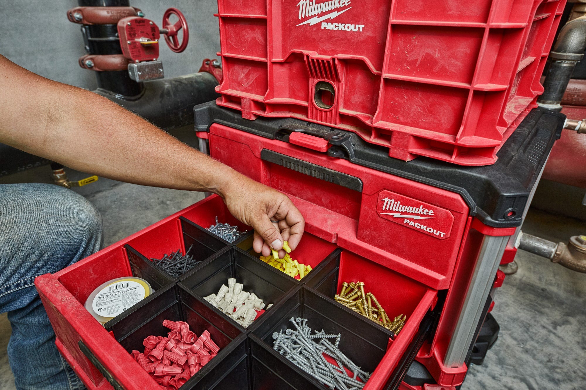 Milwaukee 48-22-8442 PACKOUT 2-Drawer Tool Box, PACKOUT Deep Organizer and Drawer Dividers