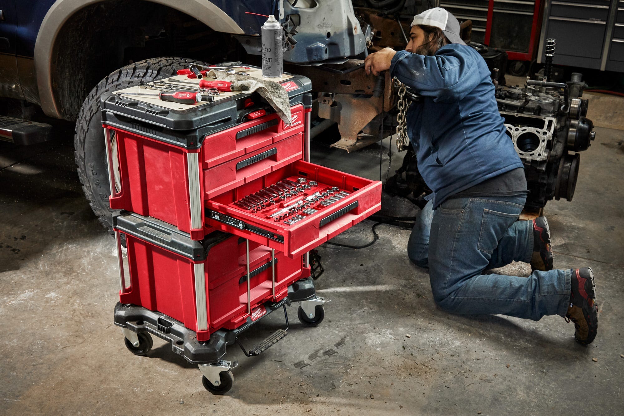 Milwaukee 48-22-8442 PACKOUT 2-Drawer Tool Box, PACKOUT Deep Organizer and Drawer Dividers