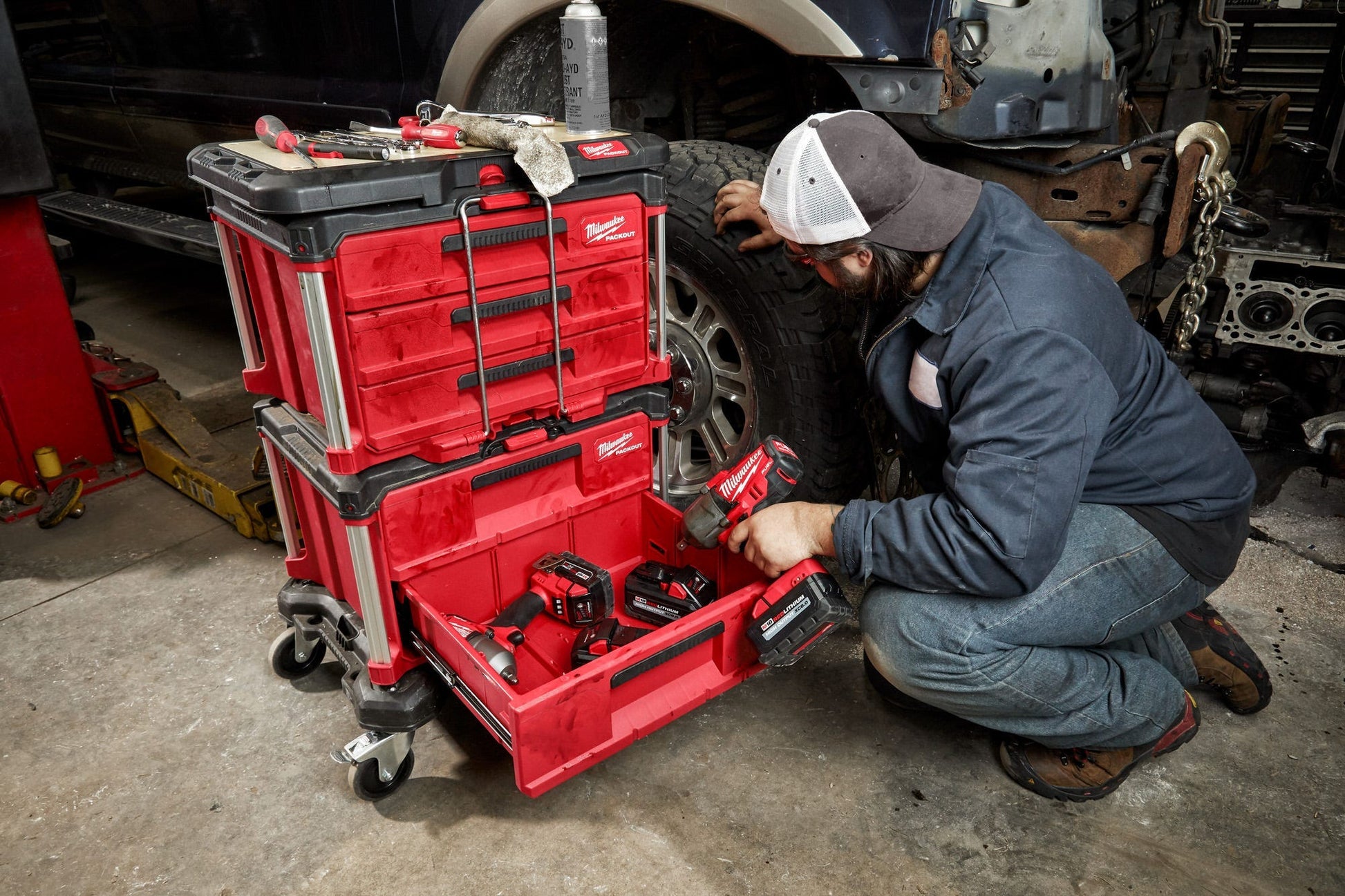Milwaukee 48-22-8442 PACKOUT 2-Drawer Tool Box, PACKOUT Deep Organizer and Drawer Dividers