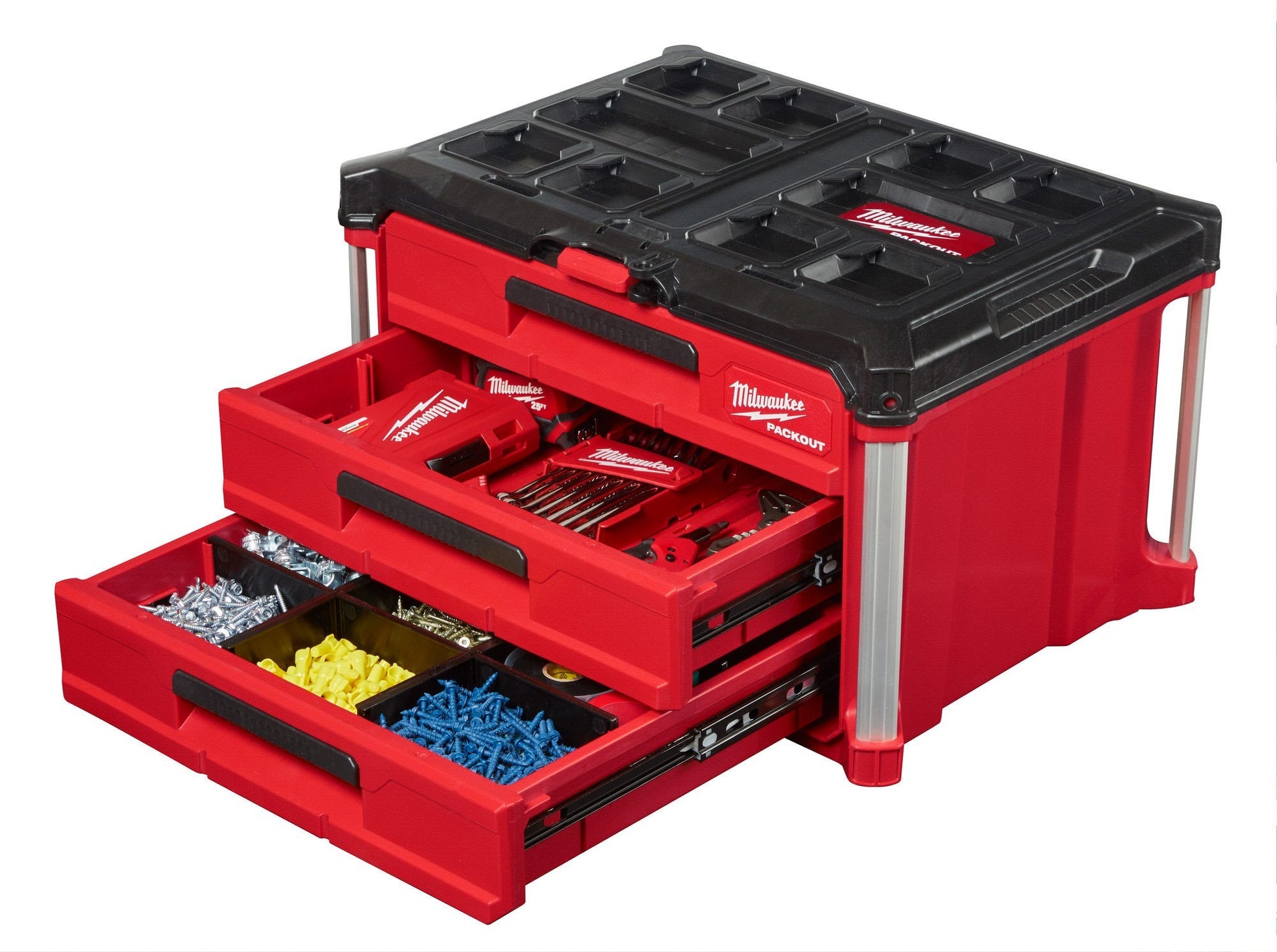 Milwaukee 48-22-8443 PACKOUT 3-Drawer Tool Box, PACKOUT Deep Organizer and Drawer Dividers
