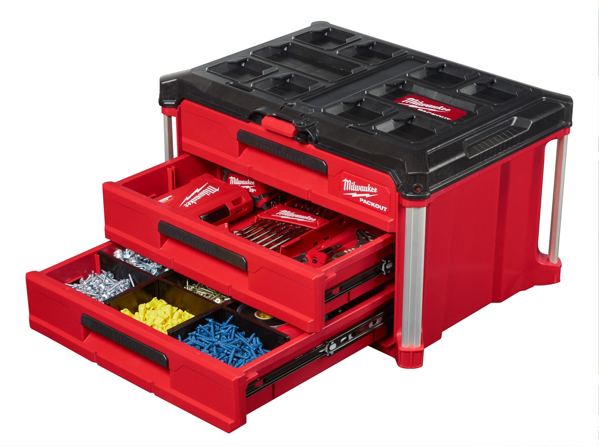 Milwaukee 48-22-8443 PACKOUT 3-Drawer Tool Box, PACKOUT Deep Organizer and Drawer Dividers