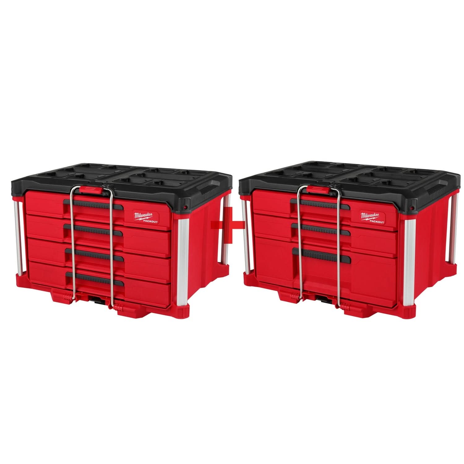 Milwaukee PACKOUT 4-Drawer Tool Box with PACKOUT 3-Drawer Tool Box