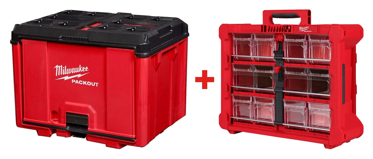 Milwaukee 48-22-8445 PACKOUT Cabinet + 48-22-8433 PACKOUT Tilt Bin Organizer