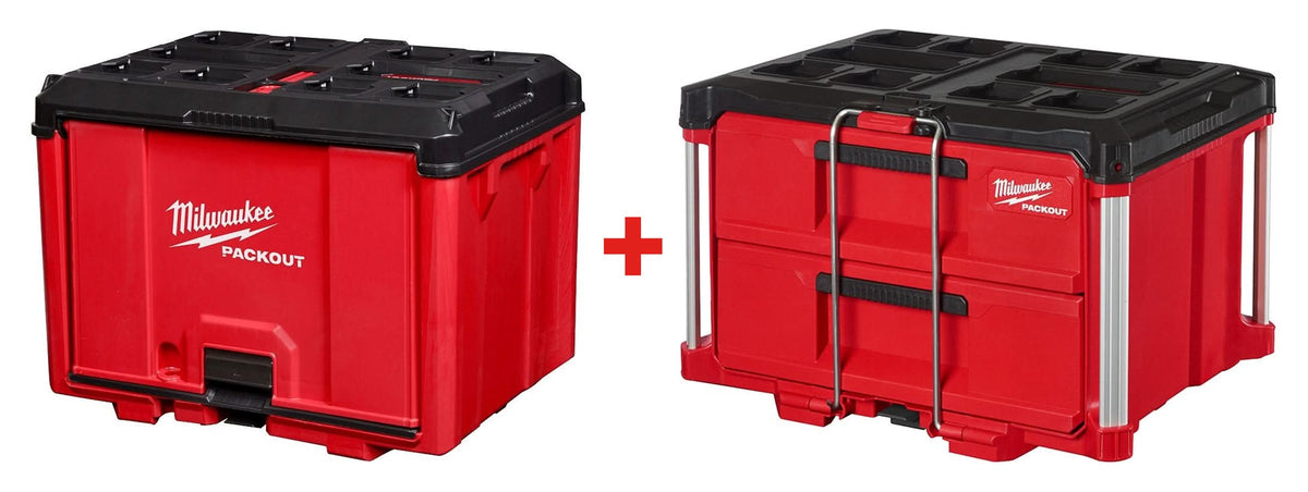 Milwaukee 48-22-8445 PACKOUT Cabinet + 48-22-8442 PACKOUT 2-Drawer Tool Box