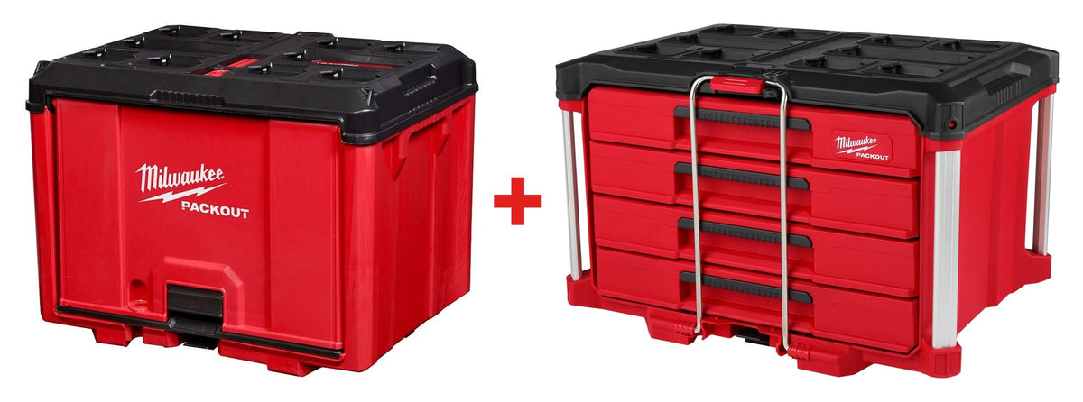 Milwaukee 48-22-8445 PACKOUT Cabinet + 48-22-8444 PACKOUT 4-Drawer Tool Box