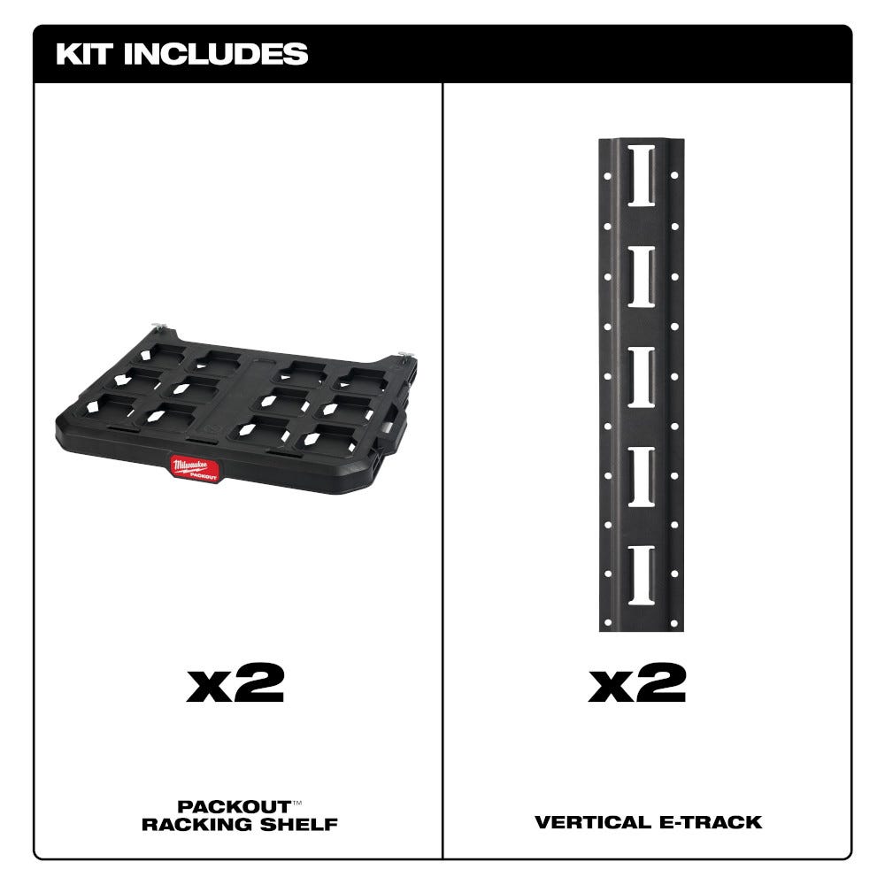 Milwaukee 48-22-8480 PACKOUT Racking Kit w/ 2 Shelves and E-Tracks