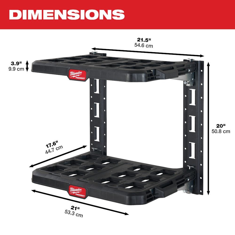 Milwaukee 48-22-8480 PACKOUT Racking Kit w/ 2 Shelves and E-Tracks