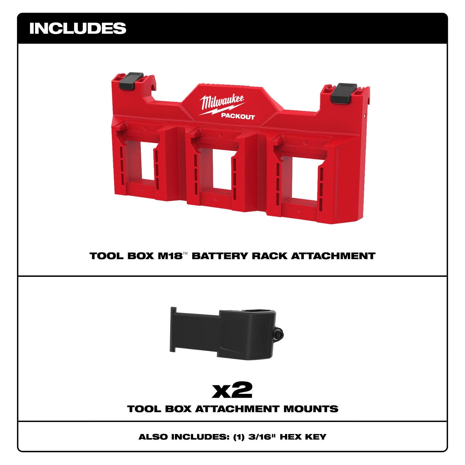 Milwaukee PROMO 48-22-8603 PACKOUT Tool Box M18 Battery Rack Attachment (PROMO)