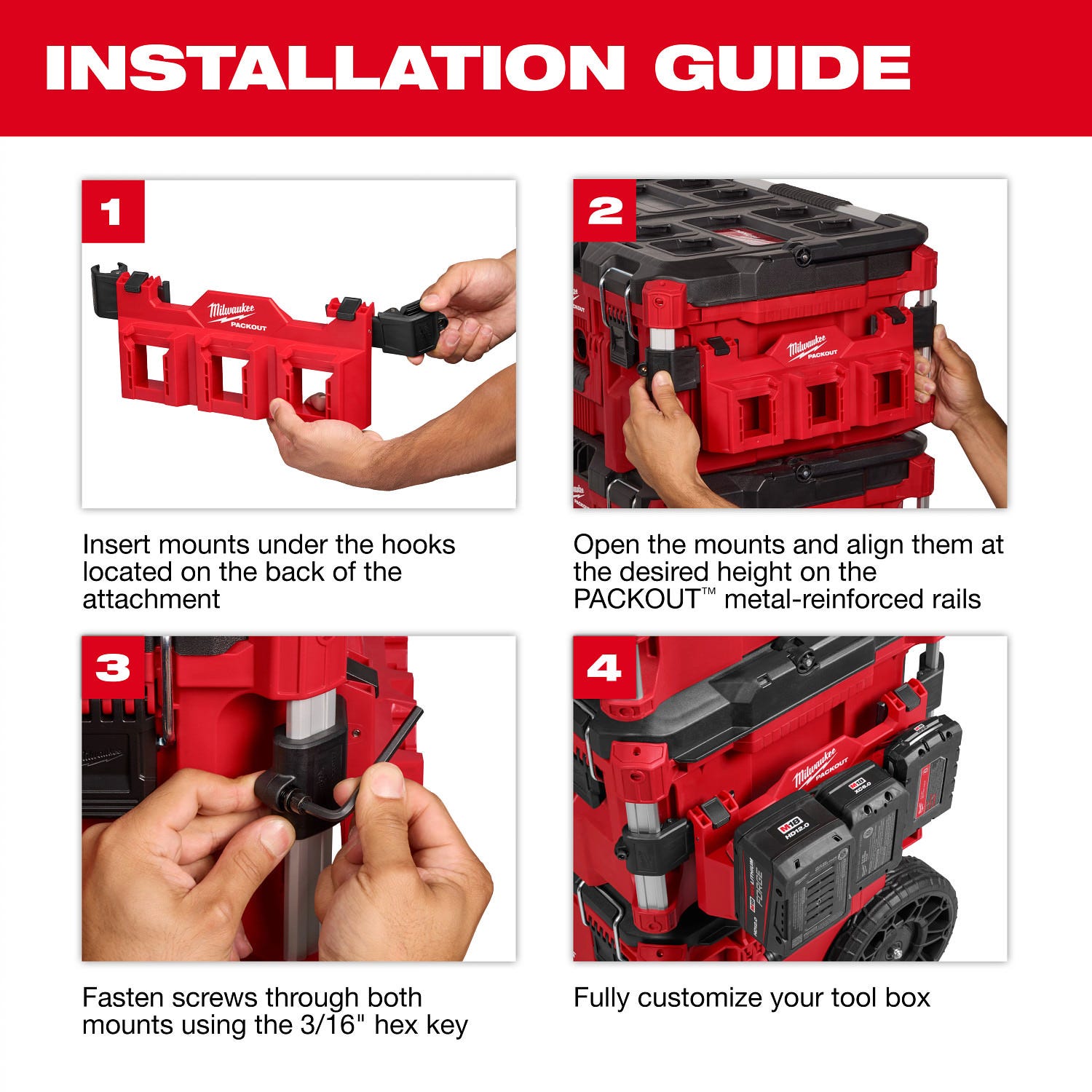 Milwaukee 48-22-8603 PACKOUT Tool Box M18 Battery Rack Attachment