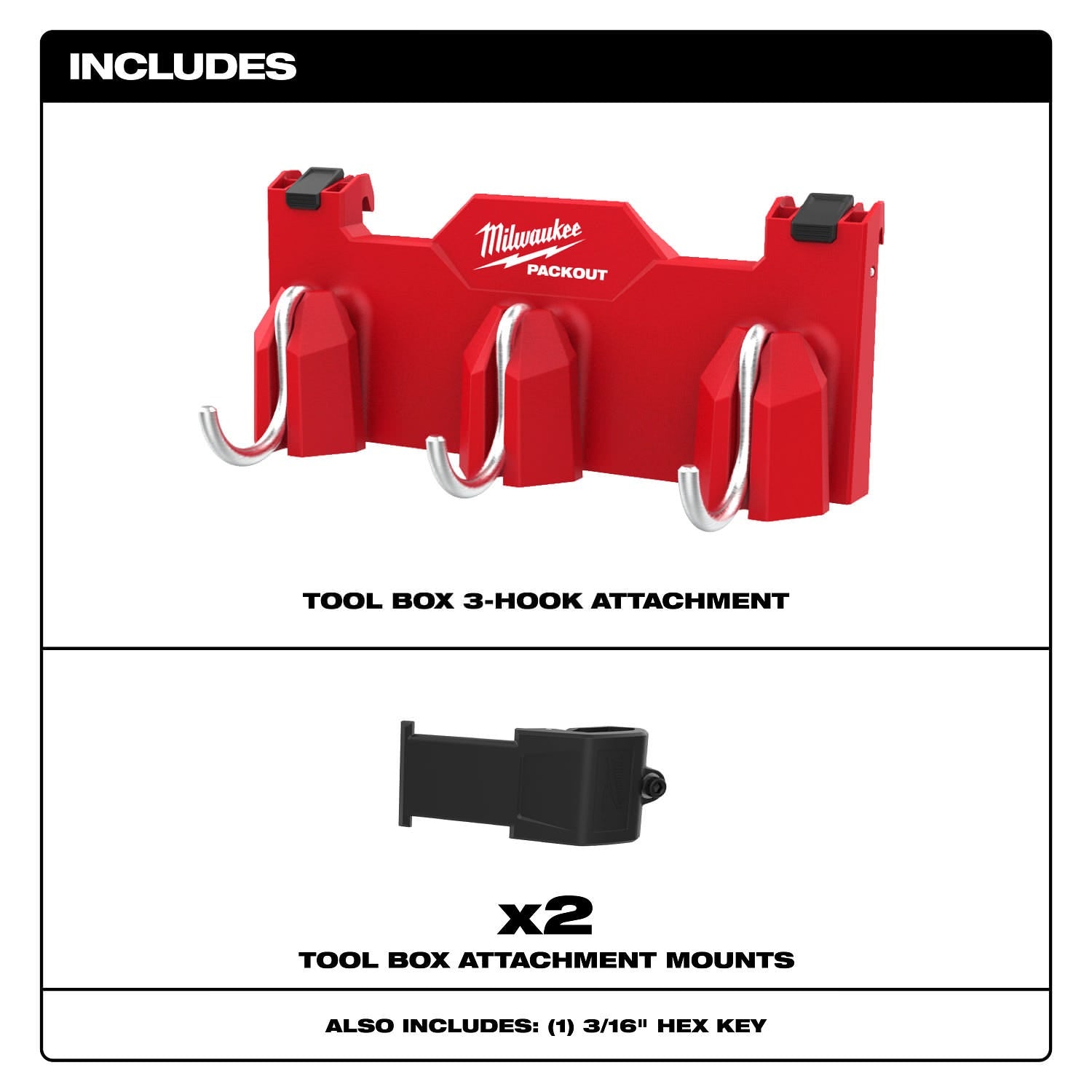 Milwaukee 48-22-8606 PACKOUT Tool Box 3-Hook Attachment