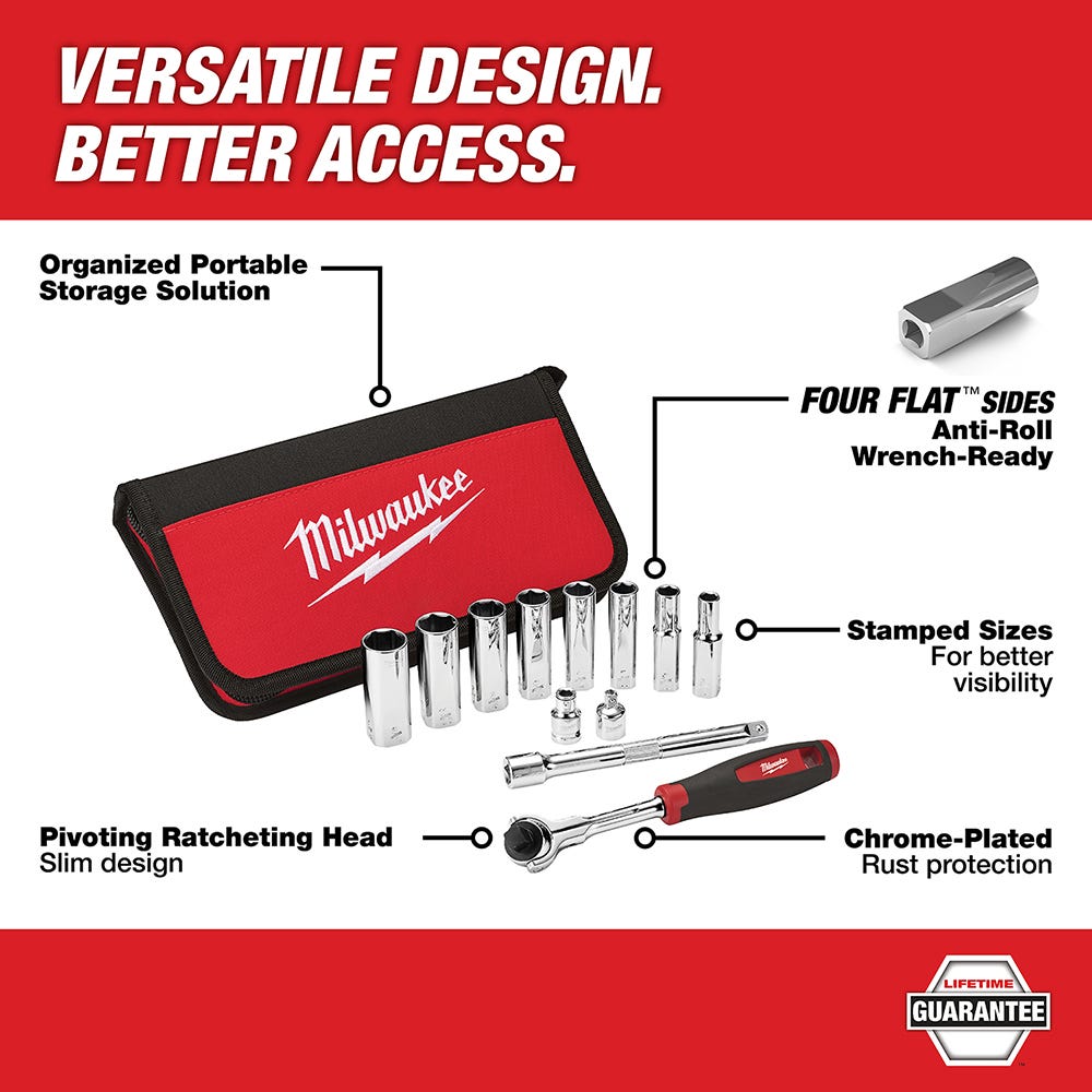 Milwaukee 48-22-9001 12-Piece  3/8" Drive Metric Socket Set