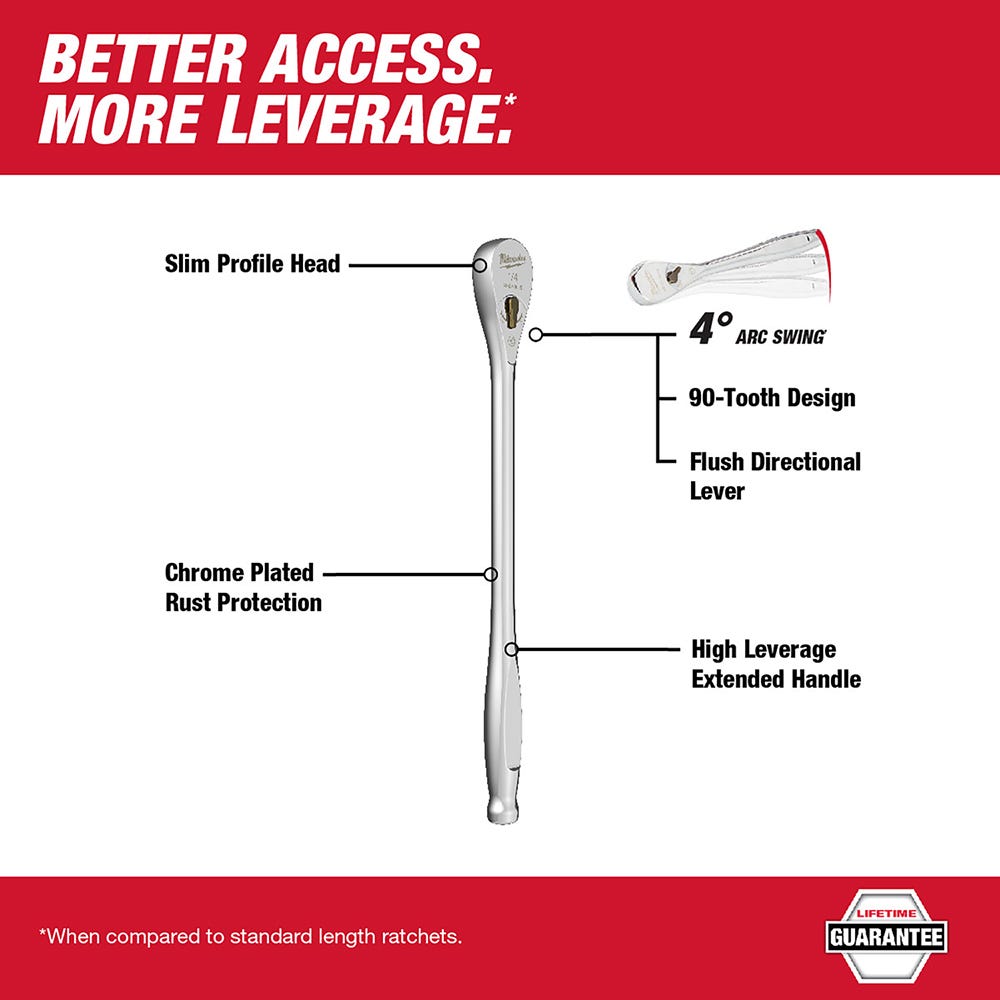 Milwaukee 48-22-9005 1/4-Inch Drive 9-Inch Ratchet