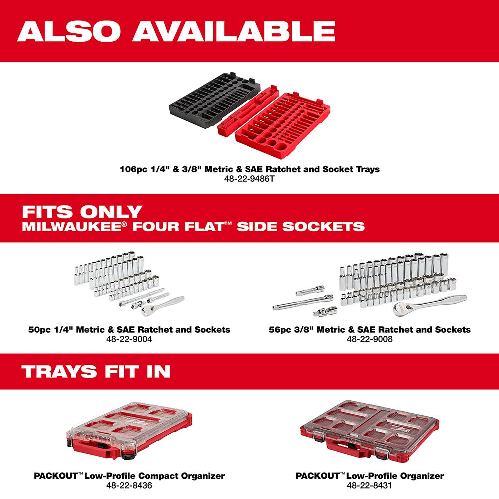 Milwaukee 48-22-9008 3/8" Drive 56-Piece Ratchet & Socket Set, SAE / Metric
