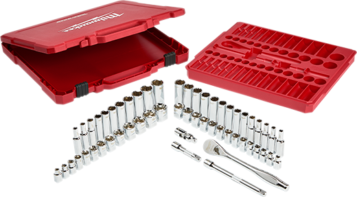 Milwaukee 48-22-9010 1/2" Drive 47-Piece SAE/Metric Ratchet And Socket Set and 3/8" Drive 56-Piece Ratchet & Socket Set