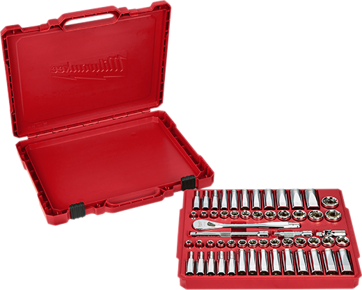 Milwaukee 48-22-9010 1/2" Drive 47-Piece SAE/Metric Ratchet And Socket Set and 3/8" Drive 56-Piece Ratchet & Socket Set