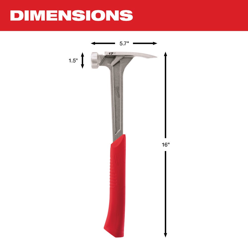 Milwaukee 48-22-9016 17Oz Milled Face Framing Hammer
