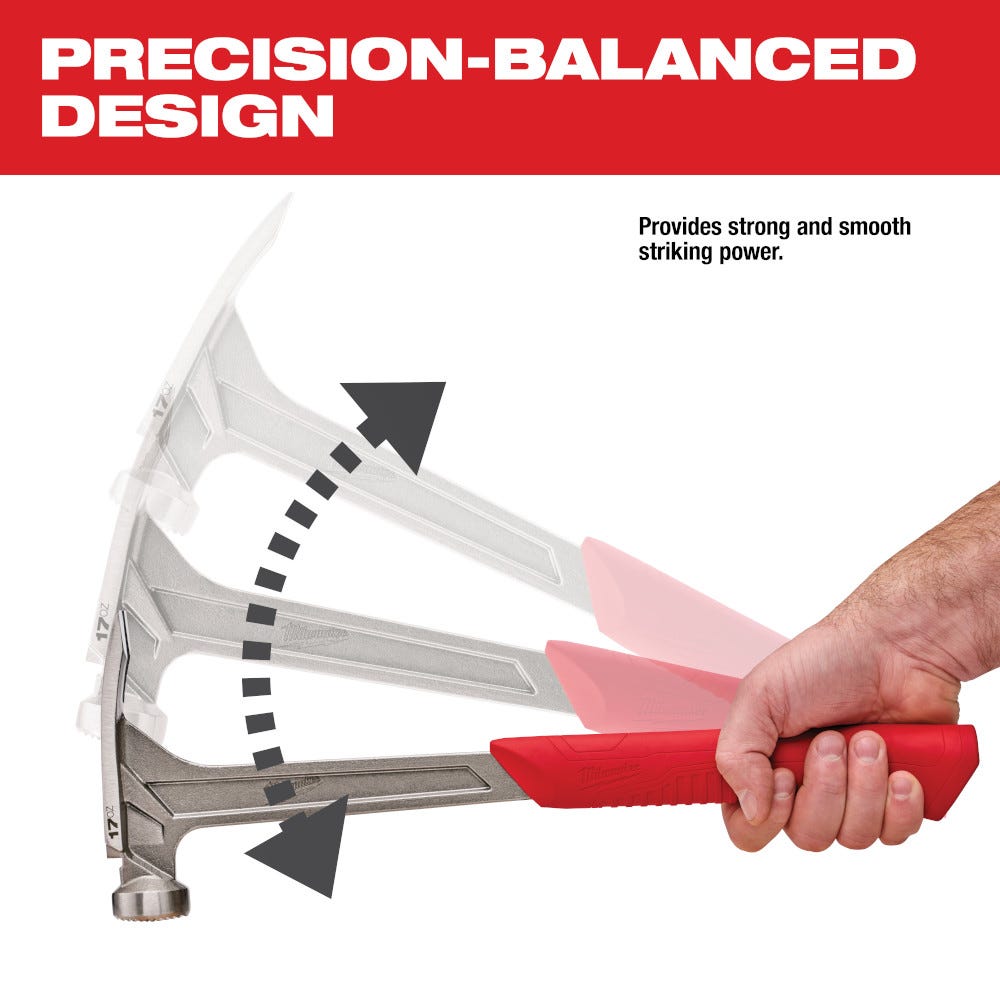 Milwaukee 48-22-9016 17Oz Milled Face Framing Hammer