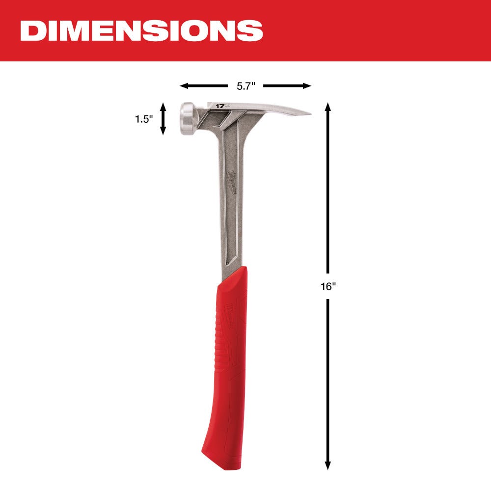 Milwaukee 48-22-9017 17Oz Smooth Face Framing Hammer