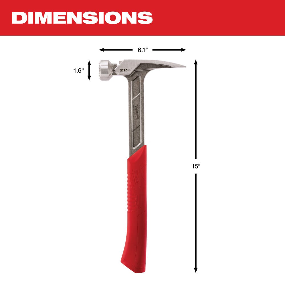 Milwaukee 48-22-9022 22Oz Milled Face Framing Hammer