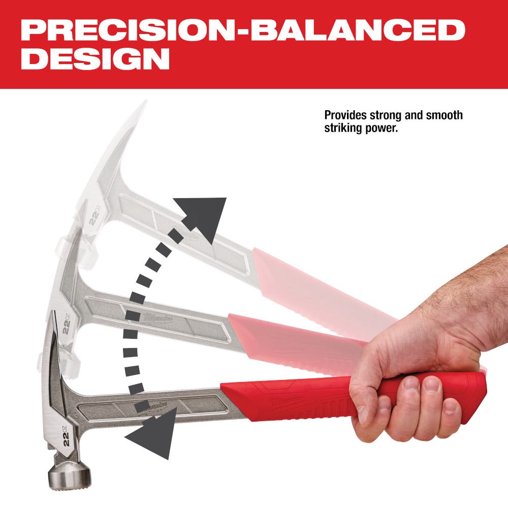Milwaukee 48-22-9022 22Oz Milled Face Framing Hammer