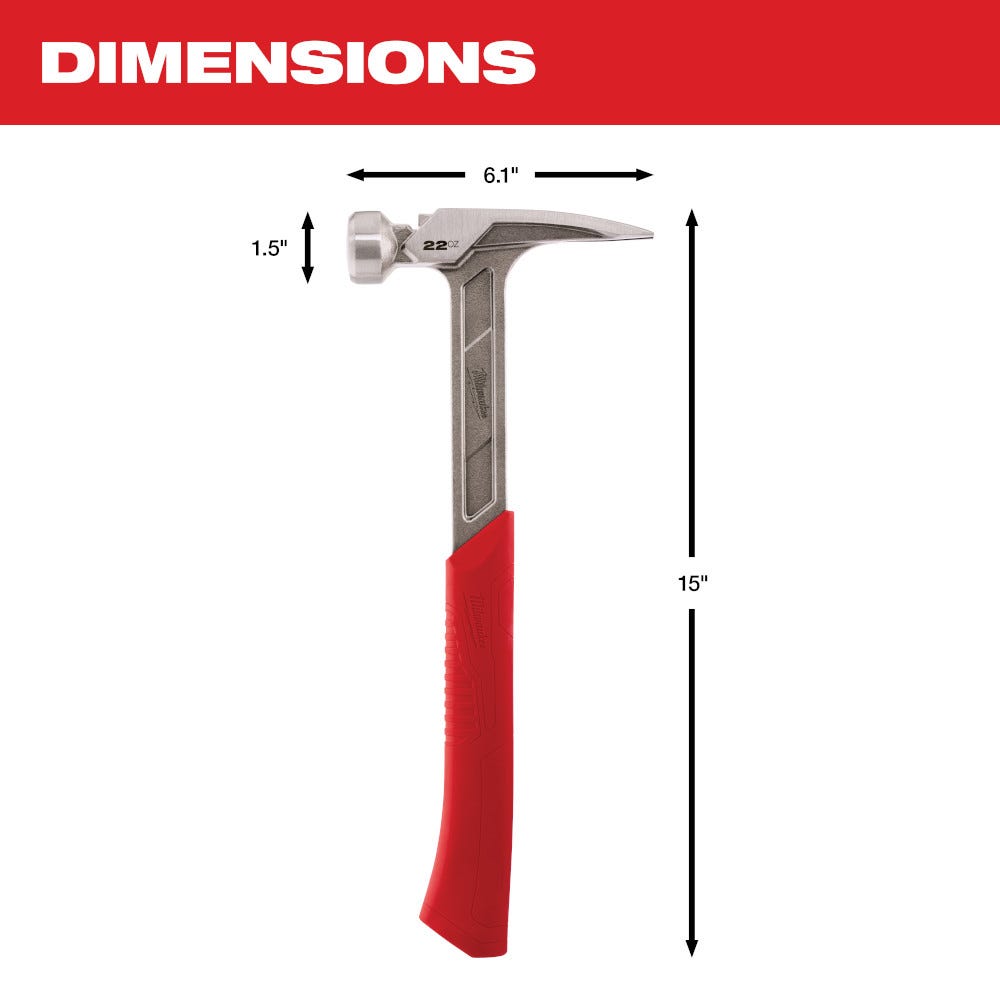 Milwaukee 48-22-9023 22Oz Smooth Face Framing Hammer