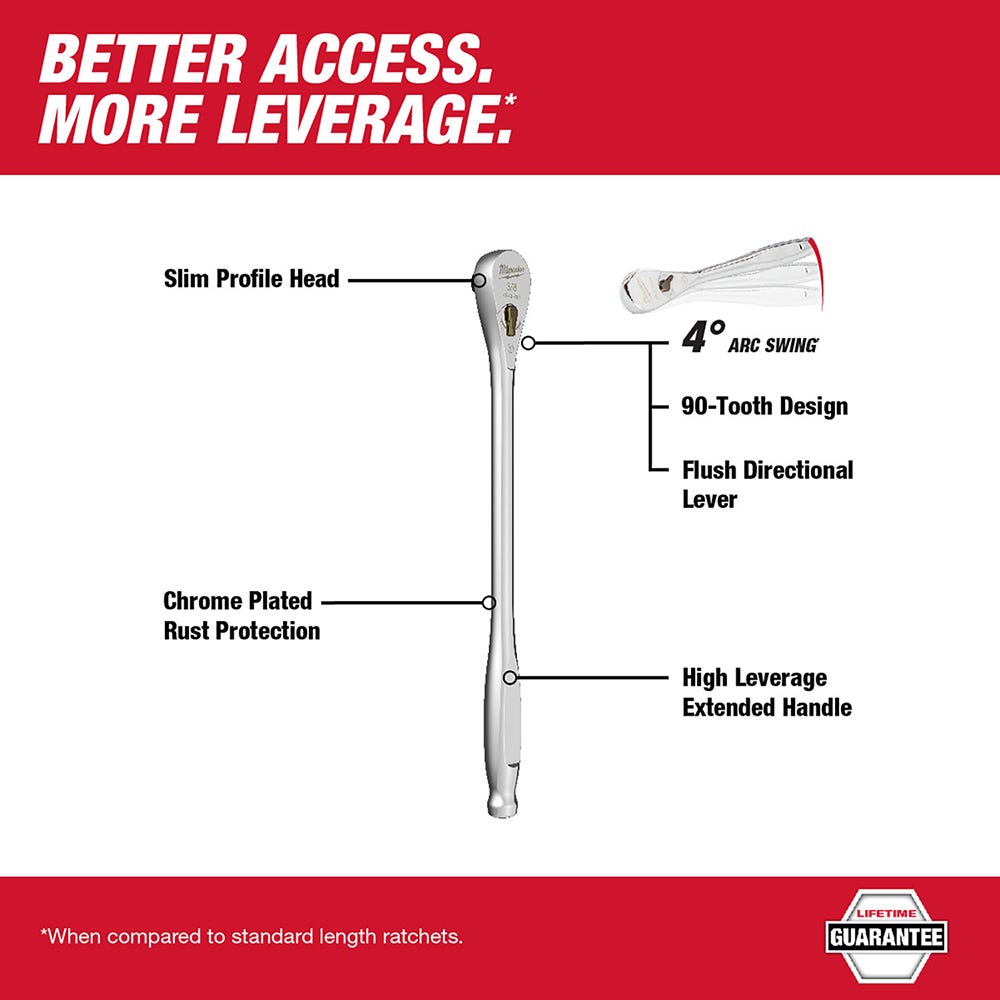 Milwaukee 48-22-9037 3/8-Inch Drive 12-Inch Ratchet