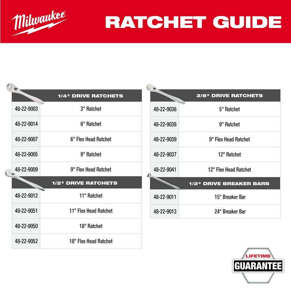 Milwaukee 48-22-9039 3/8" Drive 9" Flex Head Ratchet